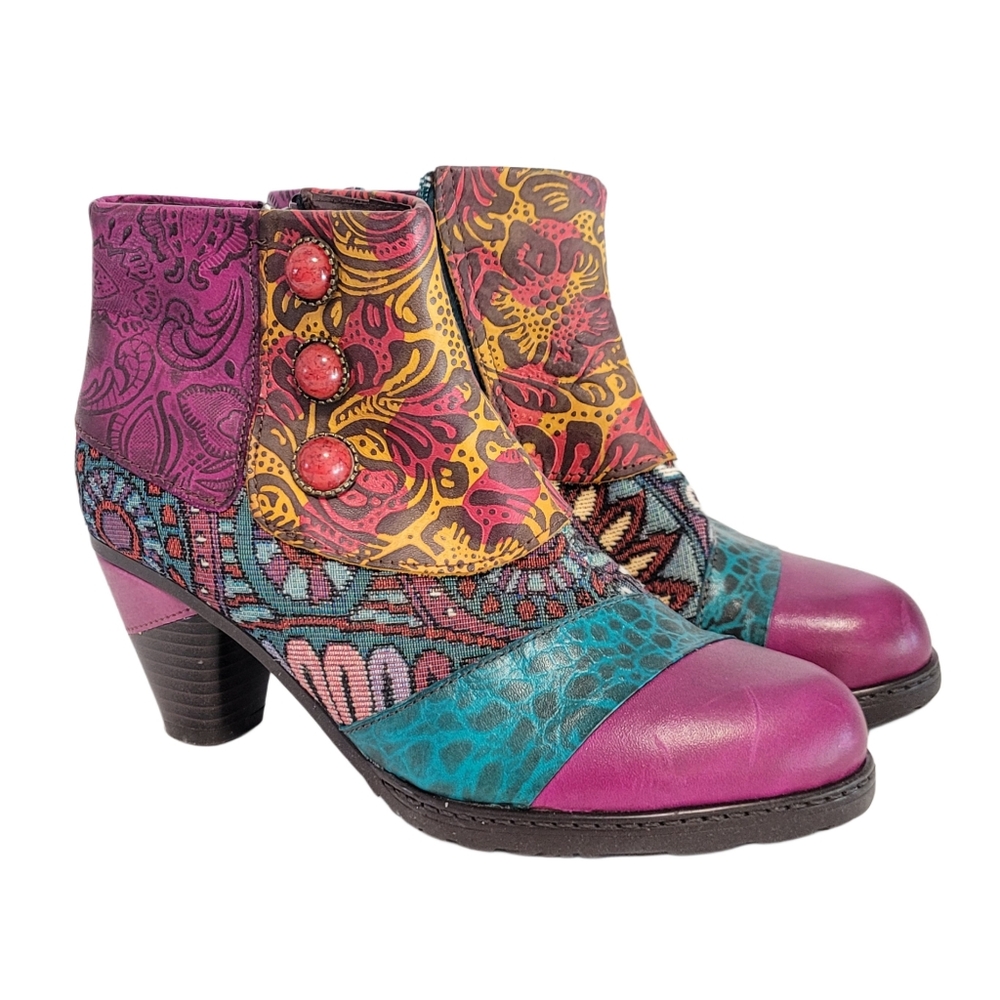 Genuine Leather Ankle Boots Women Shoes Bohemian Splicing Zip Handmade Spring Au